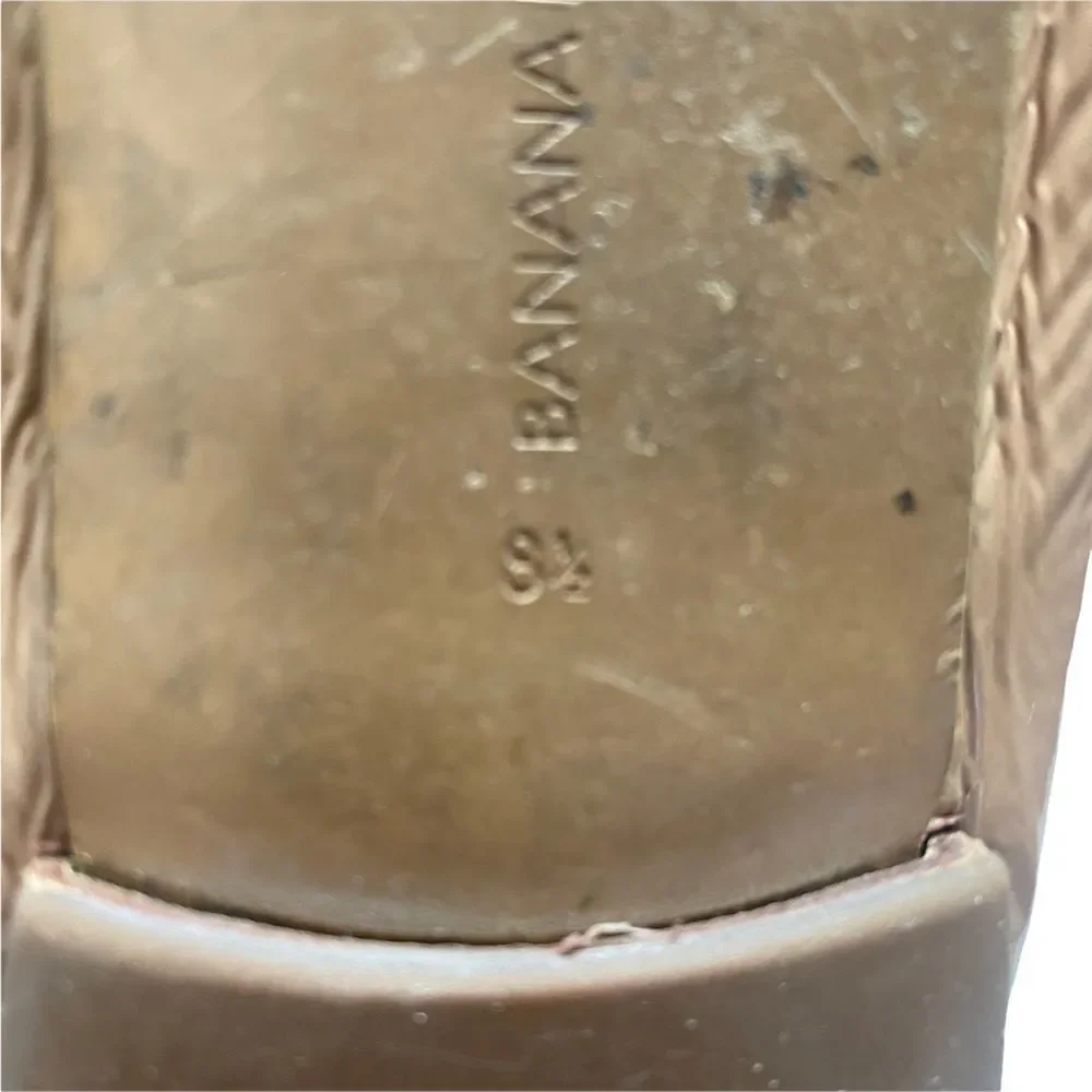 Banana Republic Ballet Flat Womens 8.5 Tan Patent Leather Bow Round‎ Toe Classic